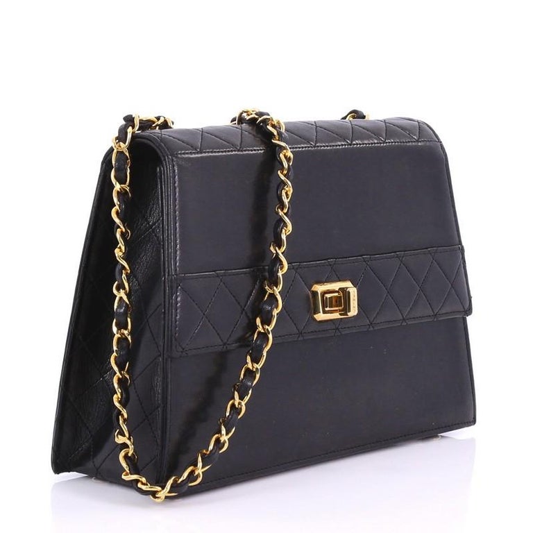 Chanel Vintage Trapezoid Flap Lock Bag Leather Medium at 1stDibs