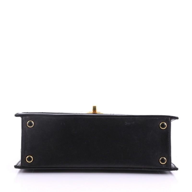 Black Chanel Vintage Trapezoid Flap Lock Bag Leather Medium