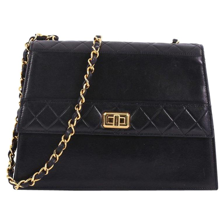 Chanel Vintage Trapezoid Flap Lock Bag Leather Medium