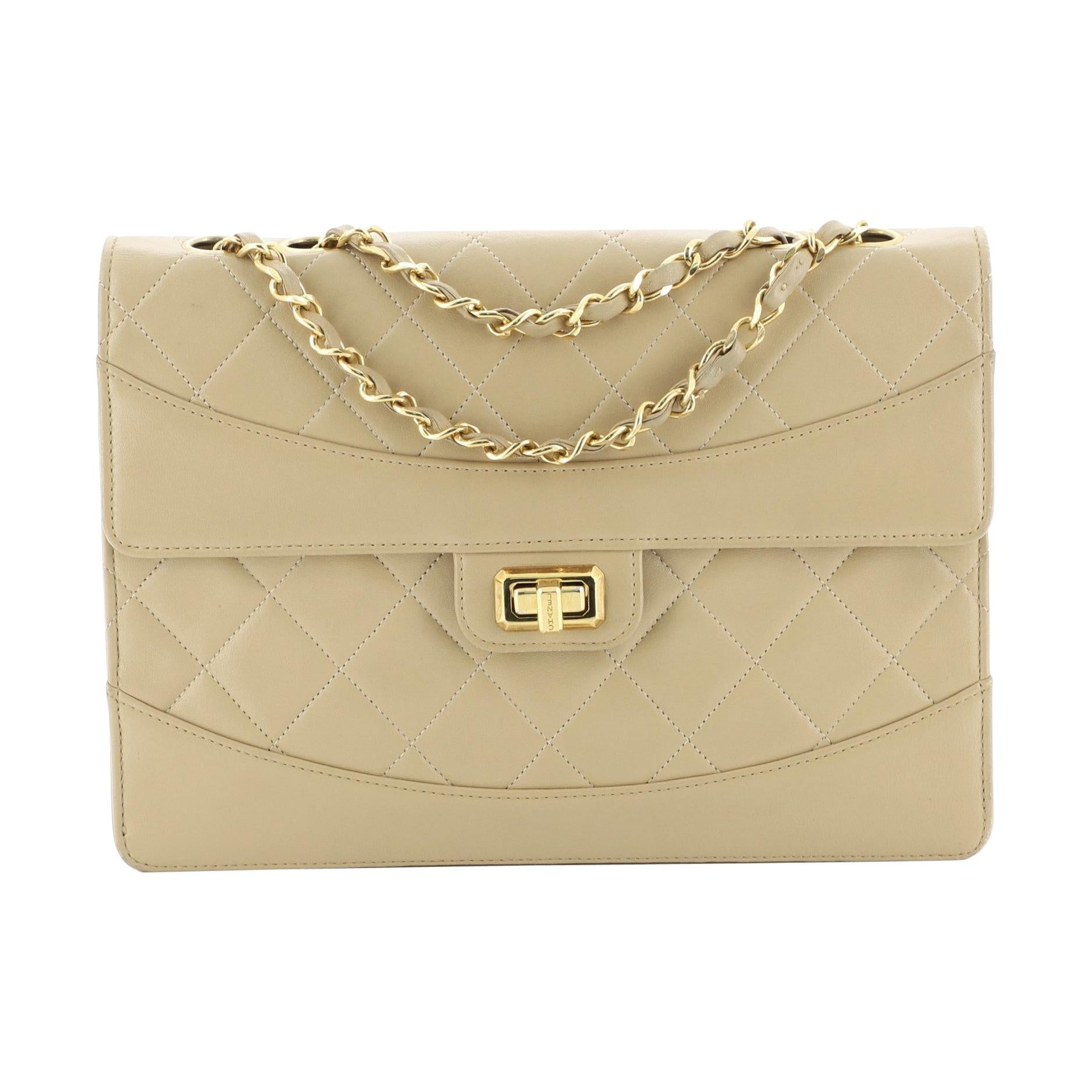 Chanel Vintage Trapezoid Flap Lock Bag Leather Medium at 1stDibs