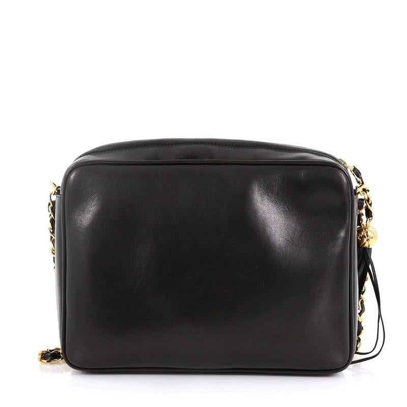 Chanel Vintage Triple CC Camera Bag Leather Medium In Good Condition In NY, NY