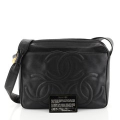 Chanel Vintage Triple CC Camera Shoulder Bag Caviar Medium