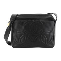 Chanel Vintage Triple CC Camera Shoulder Bag Caviar Medium
