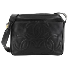 Chanel Vintage Triple CC Camera Shoulder Bag Caviar Medium