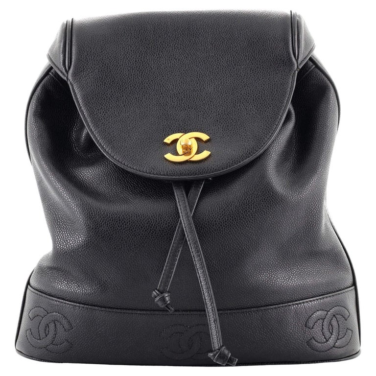 Chanel Vintage Caviar Triple Cc Backpack - Black