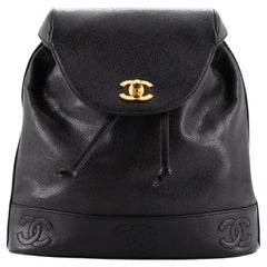 Chanel Vintage Triple Stitched CC Flap Backpack Caviar Medium