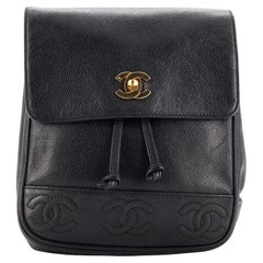 Chanel Vintage Triple Stitched CC Flap Backpack Caviar Small