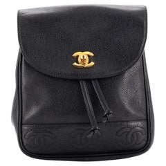 Chanel Vintage Triple Stitched CC Flap Backpack Caviar Small