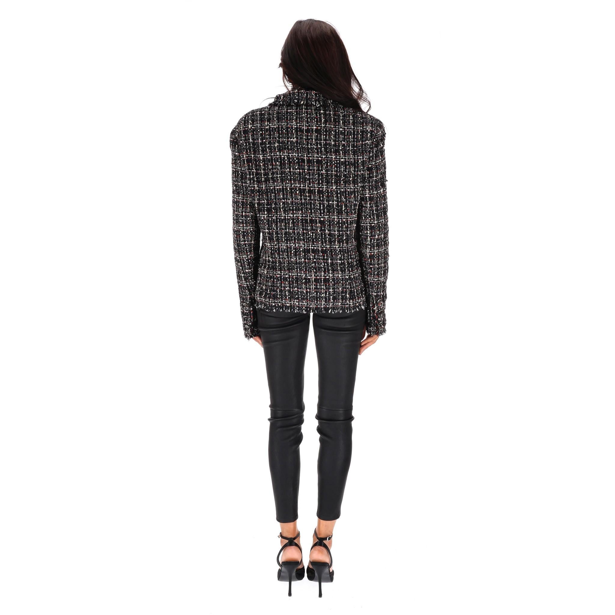 Chanel Vintage Tweed Jacket With Matching Tie In Excellent Condition For Sale In London, GB