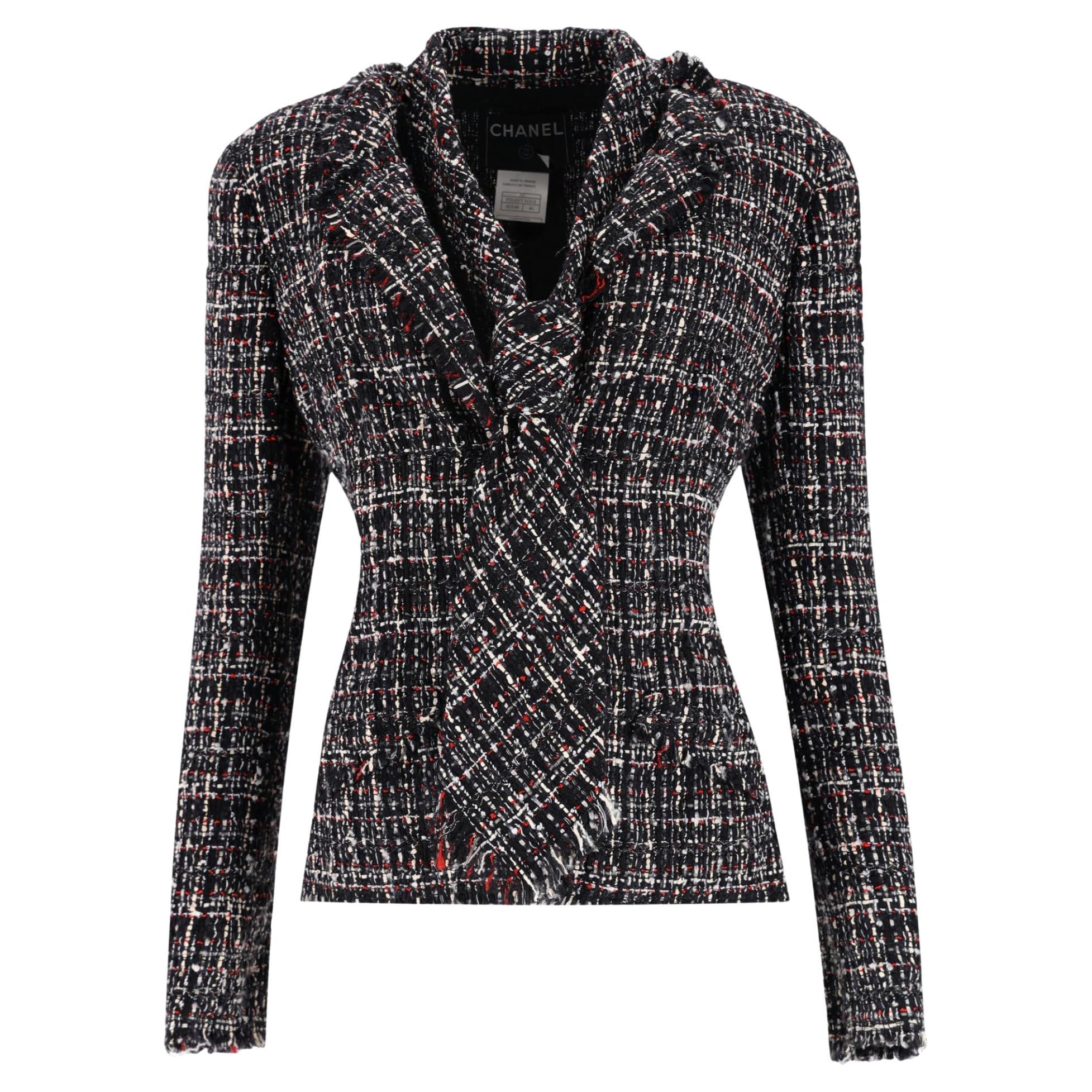 Chanel Vintage Tweed Jacket With Matching Tie For Sale