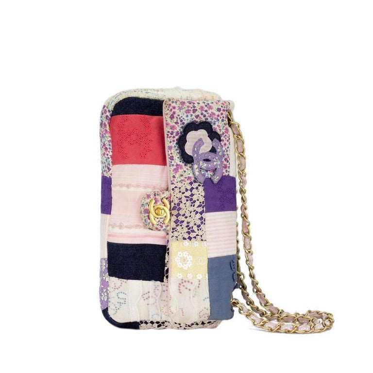Chanel Vintage Tweed Rare Limited Edition Patchwork Small Classic Flap Bag  For Sale at 1stDibs