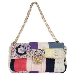 Chanel Vintage Tweed Rare Limited Edition Patchwork Small Classic Flap Bag