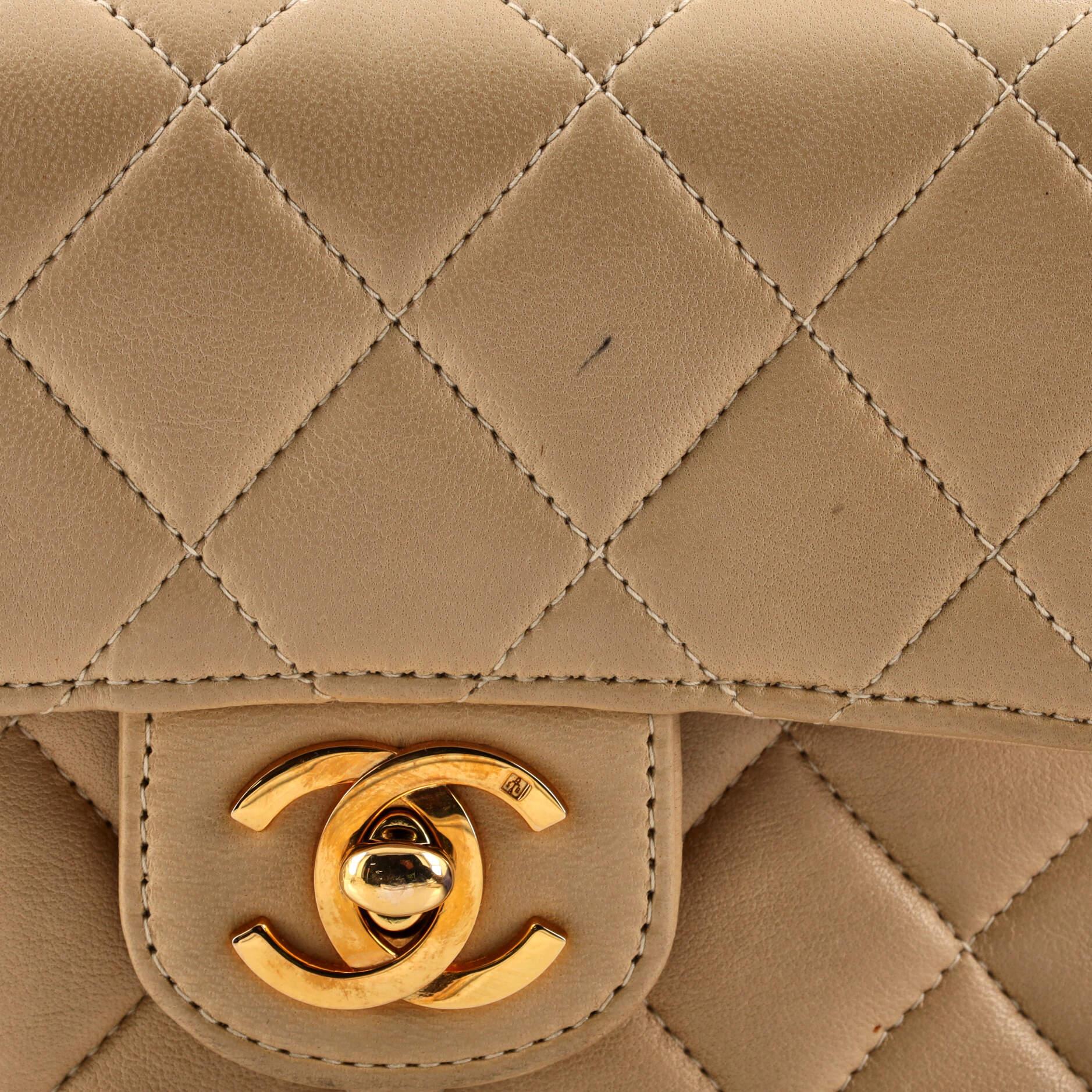 Chanel Vintage Twin Top Handle Flap Bag Quilted Lambskin Medium 8