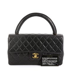 Chanel Vintage Twin Top Handle Flap Bag Quilted Lambskin Medium