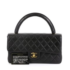 Chanel Vintage Twin Top Handle Flap Bag Quilted Lambskin Medium
