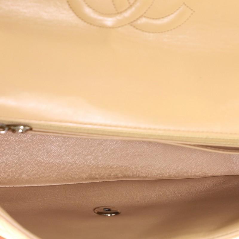 Beige Chanel Vintage Twin Top Handle Flap Bag Quilted Lambskin Medium