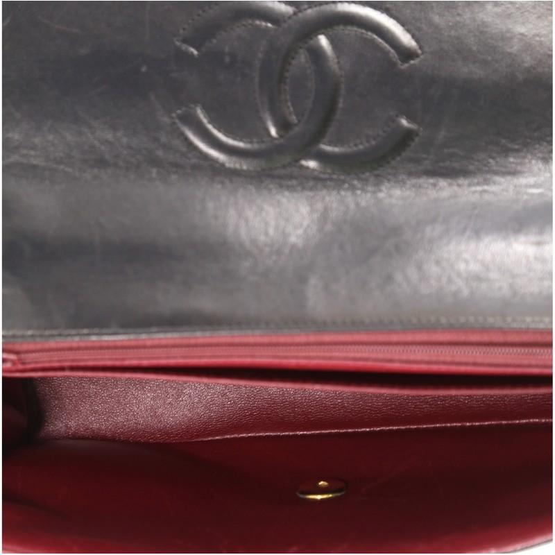 Black Chanel Vintage Twin Top Handle Flap Bag Quilted Lambskin Medium 