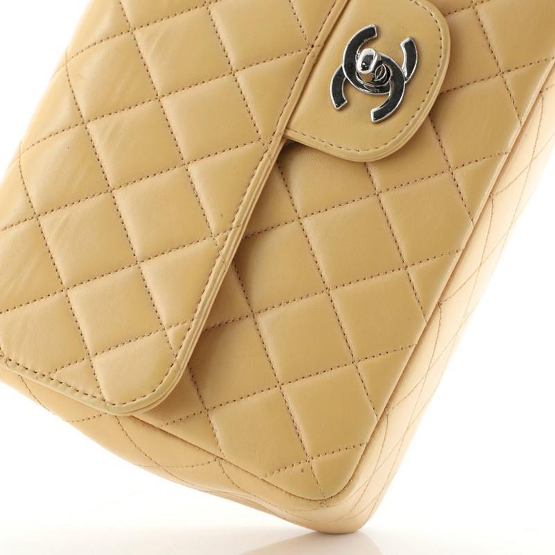 Beige Chanel Vintage Twin Top Handle Flap Bag Quilted Lambskin Medium
