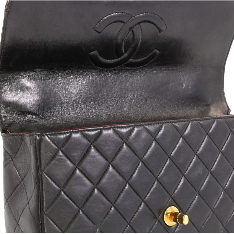 Chanel Vintage Twin Top Handle Flap Bag Quilted Lambskin Medium  In Good Condition In NY, NY