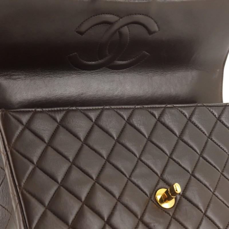 Women's or Men's Chanel Vintage Twin Top Handle Flap Bag Quilted Lambskin Medium