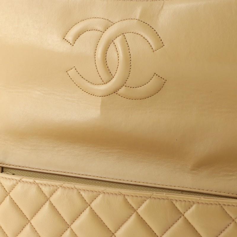 Women's or Men's Chanel Vintage Twin Top Handle Flap Bag Quilted Lambskin Medium