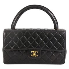 Chanel Vintage Twin Top Handle Flap Bag Quilted Lambskin Medium