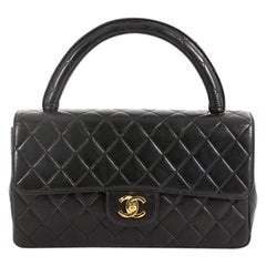 Chanel Vintage Twin Top Handle Flap Tasche gesteppt Lammfell Medium