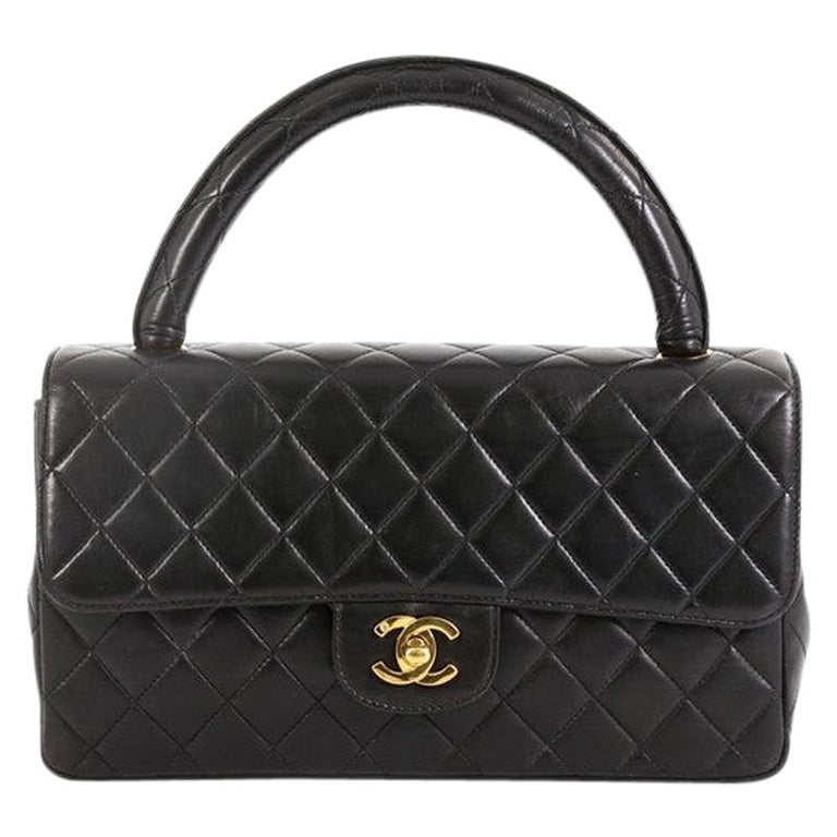 Buy Chanel Vintage Top Handle Flap Bag Patent Small Black 1331302