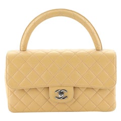 Chanel Vintage Twin Top Handle Flap Tasche gesteppt Lammfell Medium