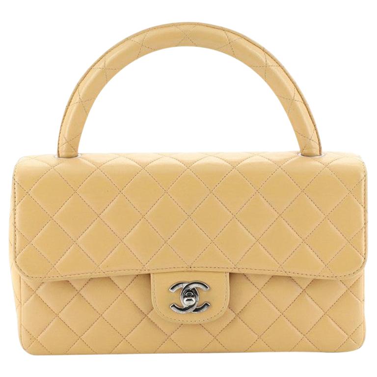 Chanel Vintage Twin Top Handle Flap Bag Quilted Lambskin Medium