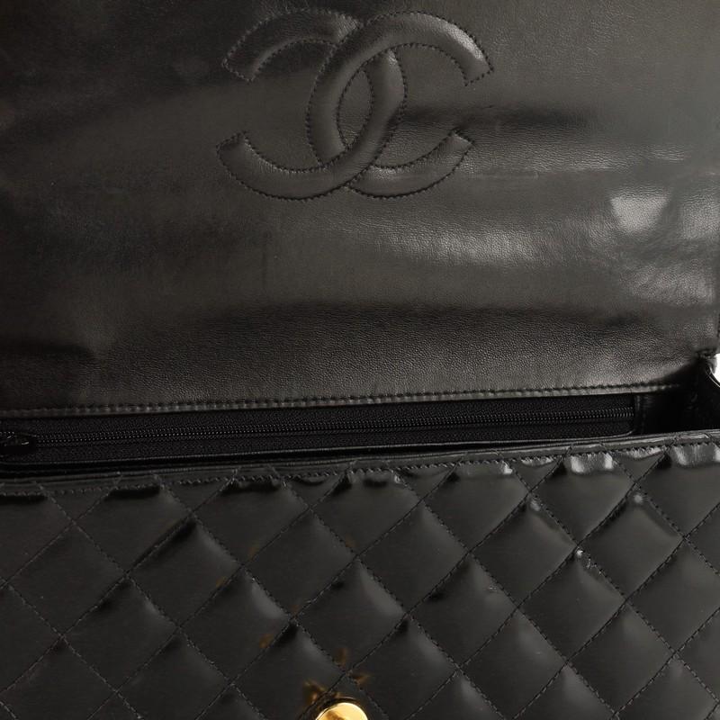 Chanel Vintage Twin Top Handle Flap Bag Quilted Patent Medium In Good Condition In NY, NY