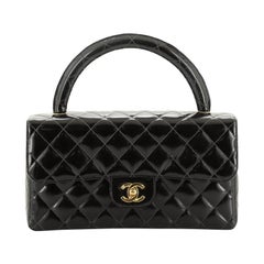 Chanel Vintage Twin Top Handle Flap Bag Quilted Patent Medium