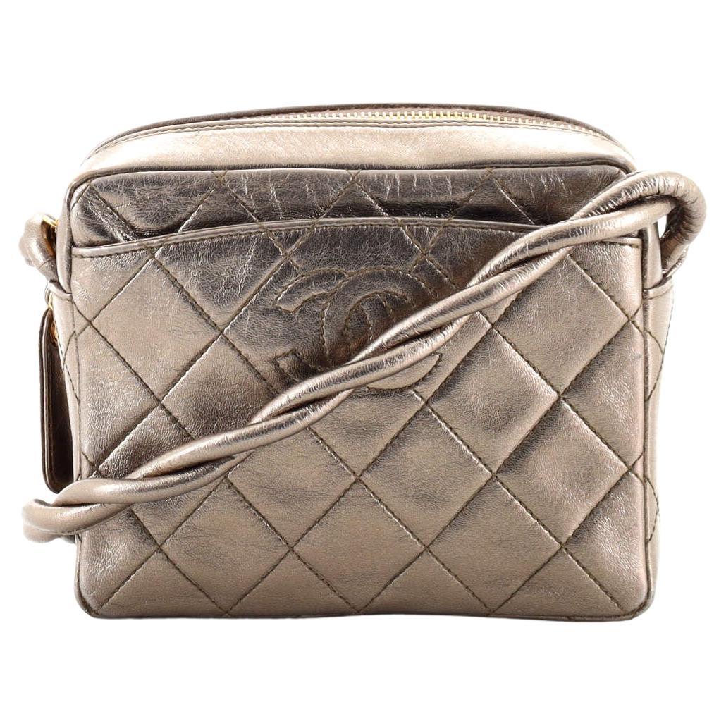 Chanel Vintage Twisted CC Camera Shoulder Bag Quilted Metallic Lambskin  Mini For Sale at 1stDibs