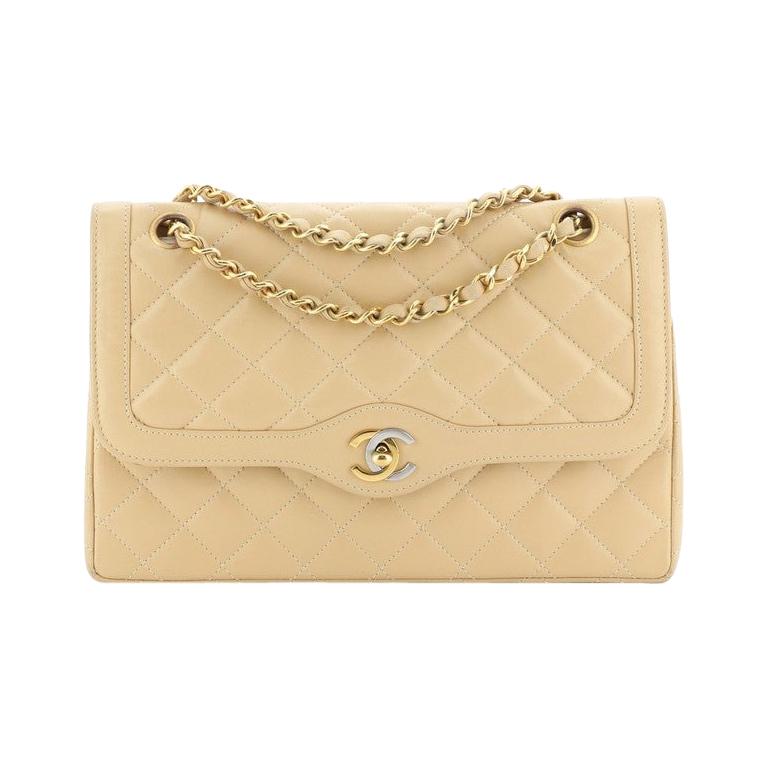 Chanel Vintage Two-Tone CC Flap Bag Quilted Lambskin Medium at 1stDibs