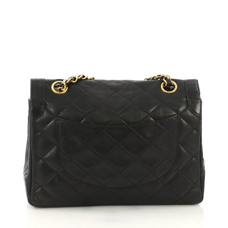 Black Chanel Vintage Two-Tone CC Flap Bag Quilted Lambskin Small
