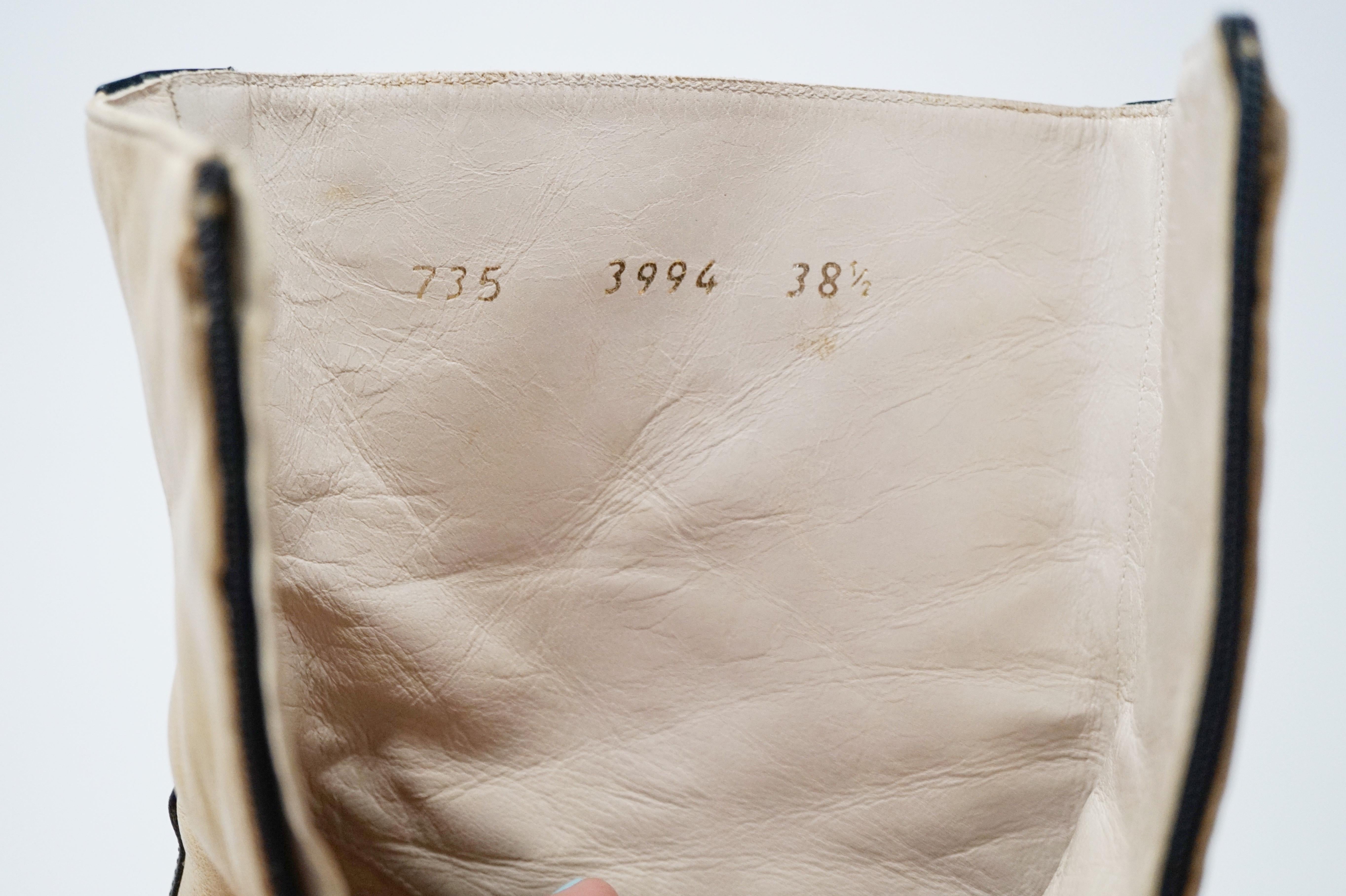 Chanel Vintage Two-Tone Lambskin Heeled Boots, circa 1960, Handmade in France 4