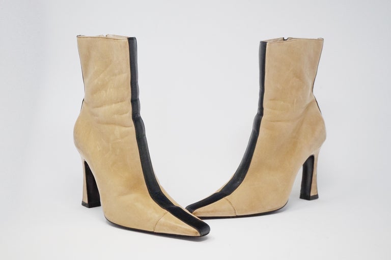 Chanel Vintage Two-Tone Lambskin Heeled Boots, circa 1960, Handmade in  France