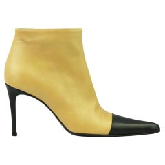 Chanel Vintage Two Tone Leather Ankle Boots EU 38 UK 5 US 8