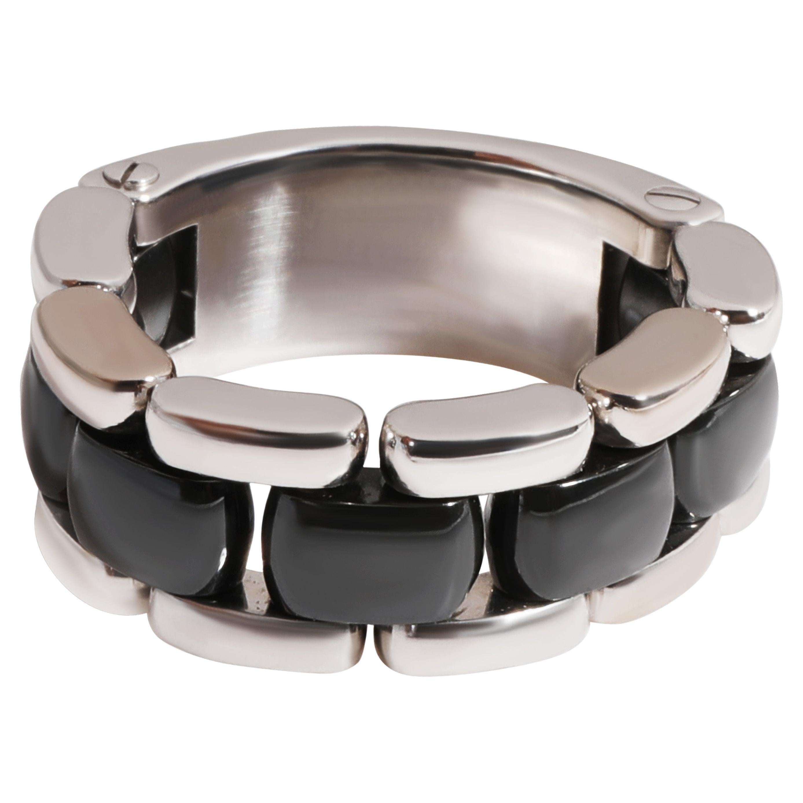 Chanel Vintage Ultra Ring in 18K White Gold & Black Ceramic For Sale