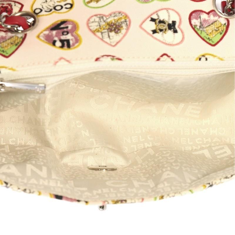 Beige Chanel Vintage Valentine Hearts Flap Bag Printed Canvas Small