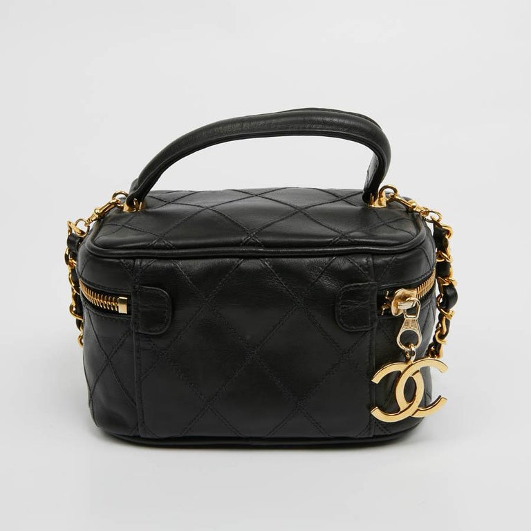 CHANEL Vintage Vanity Case Black Leather Bag at 1stDibs vintage chanel vanity bag, chanel