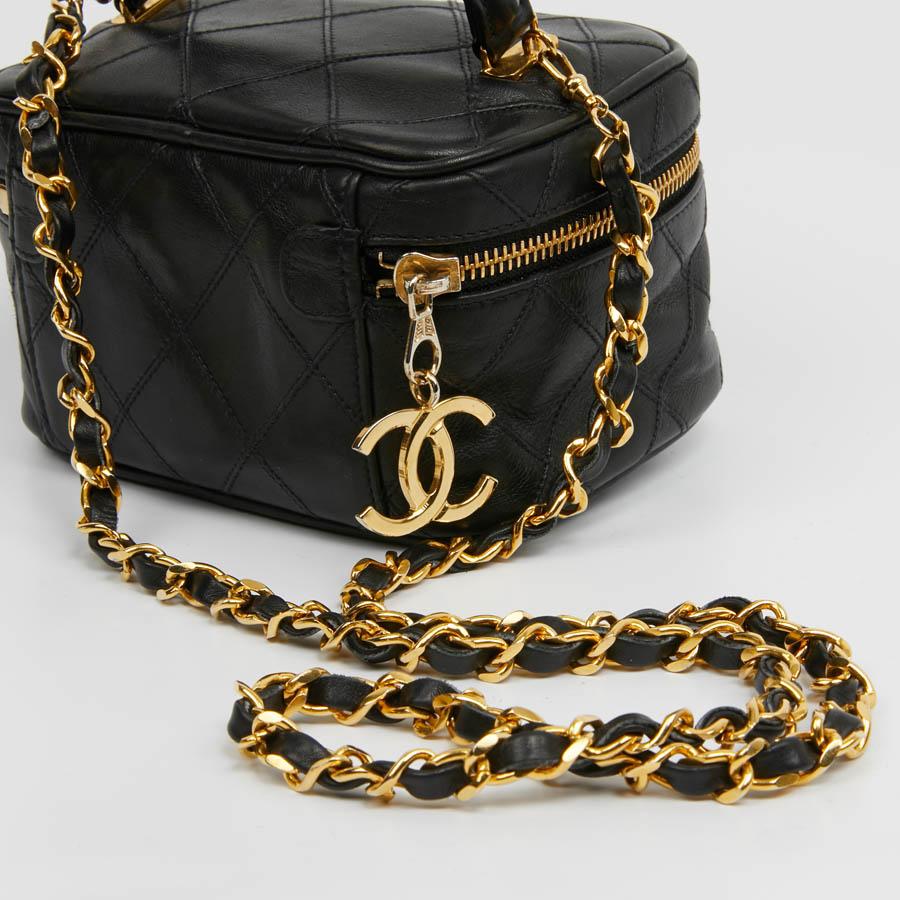 Women's CHANEL Vintage Vanity Case Black Leather Bag