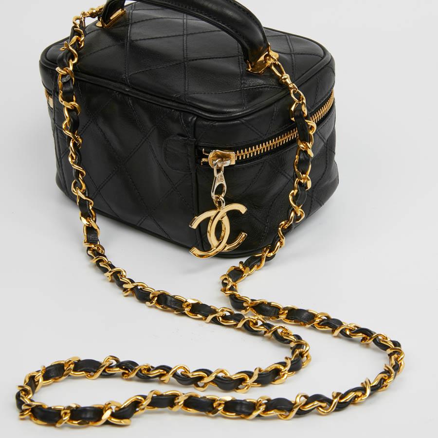 CHANEL Vintage Vanity Case Black Leather Bag 1