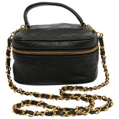 CHANEL Vintage Vanity Case Black Leather Bag