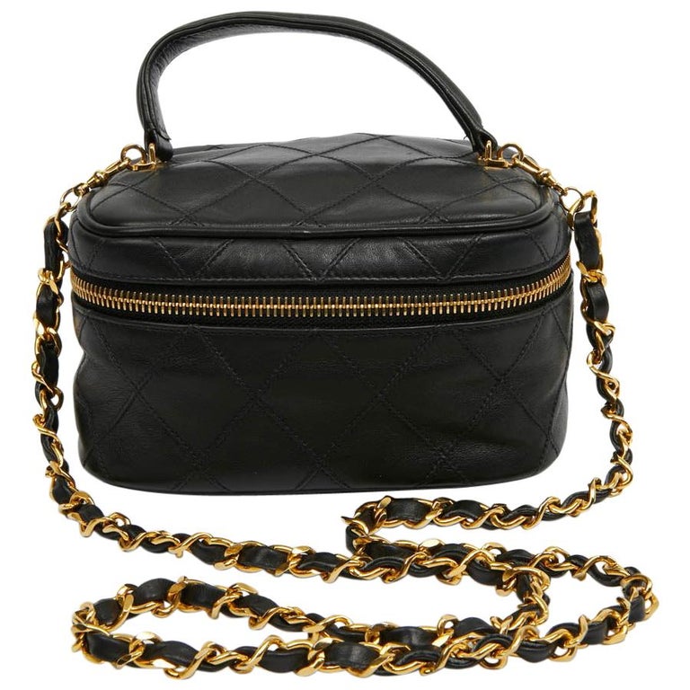 CHANEL Vintage Vanity Case Black Leather Bag
