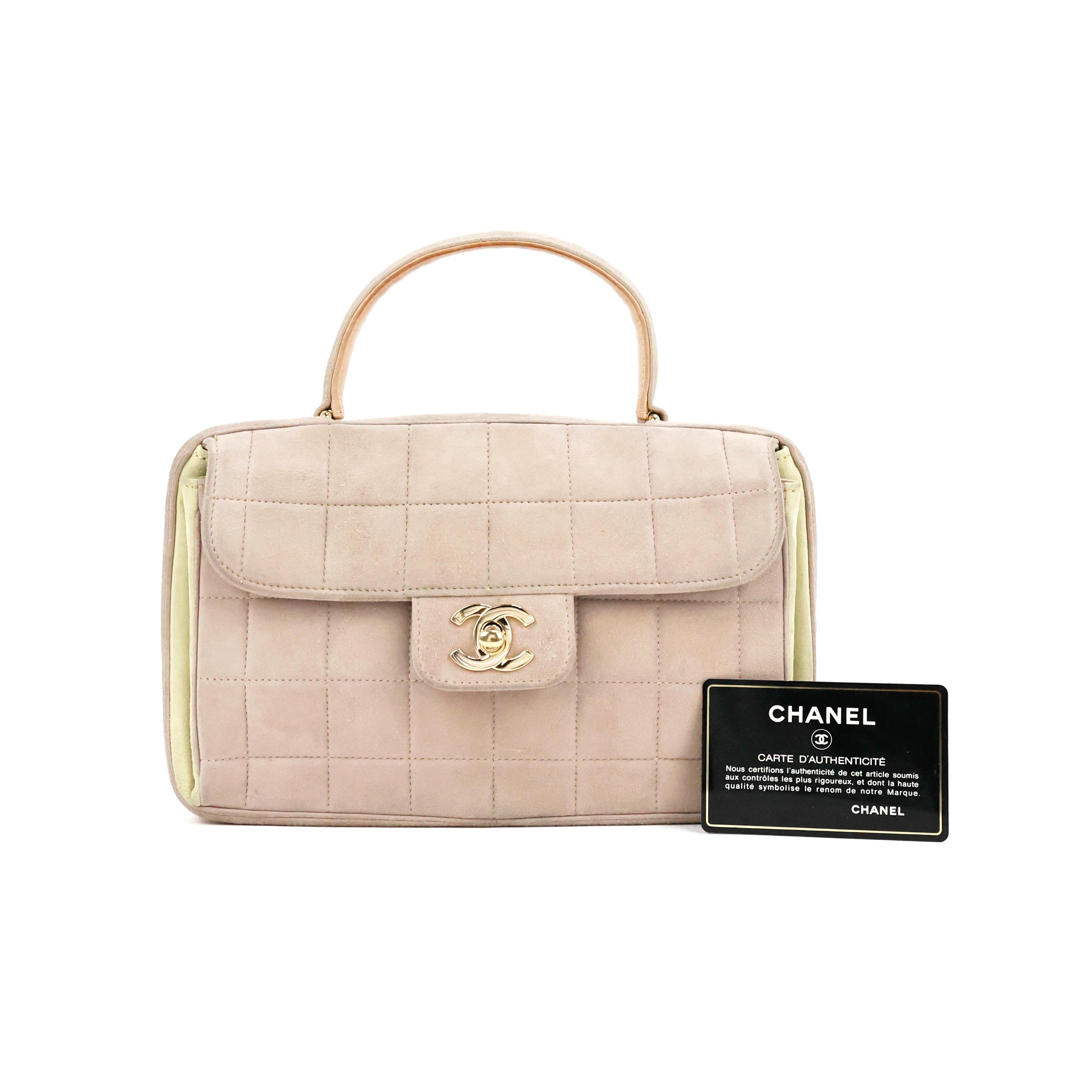 Women's Chanel Vintage Vanity Case / Cocco Handle suede Bag For Sale