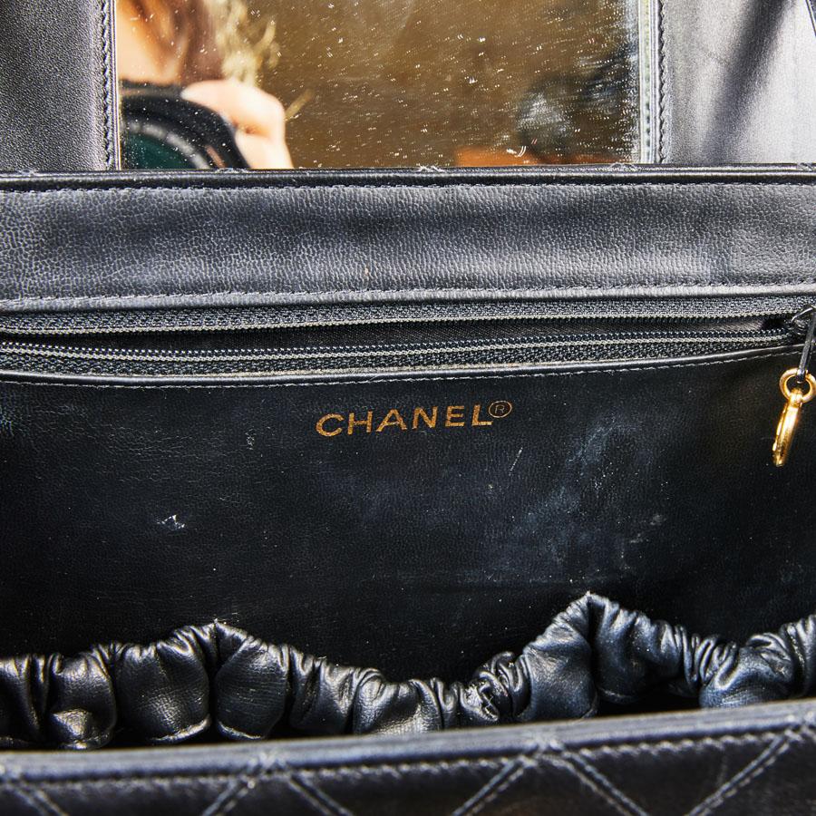 CHANEL Vintage Vanity Case in Black Smooth Quilted Lambskin Leather 6