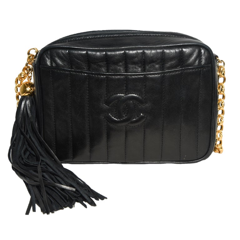Chanel Vintage Vertical Quilt Camera Bag With Gold Chain at 1stDibs