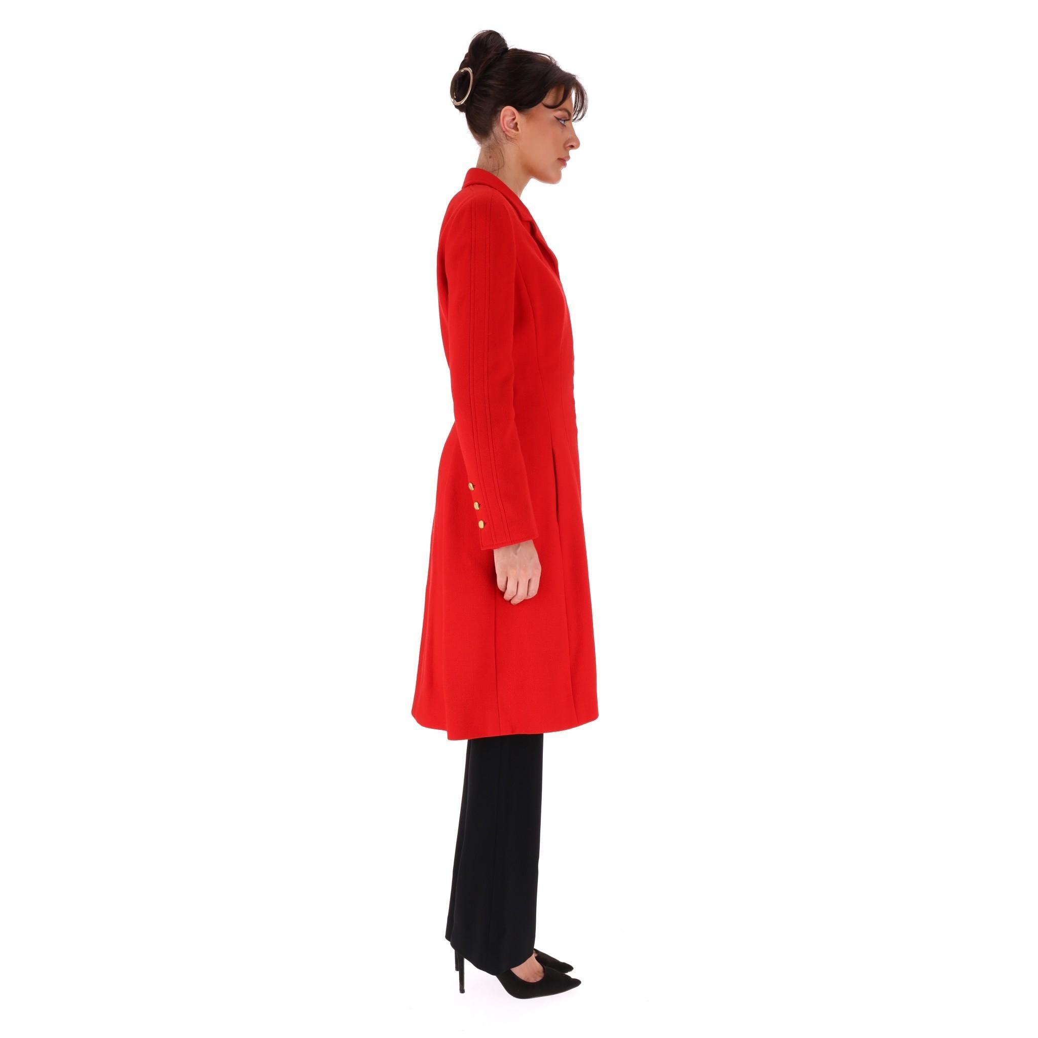 Red Chanel Vintage Virgin Wool Coat For Sale