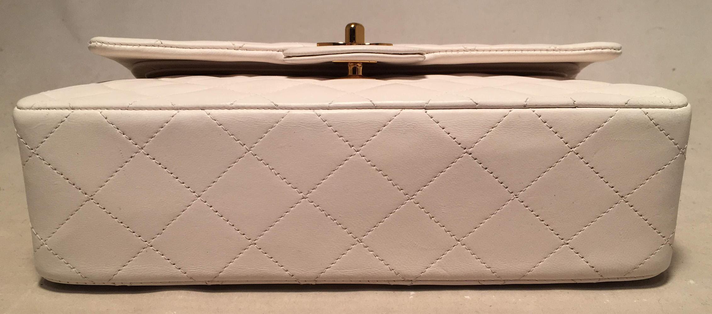 Chanel Vintage White 9 inch 2.55 Double Flap Classic Shoulder Bag In Excellent Condition In Philadelphia, PA